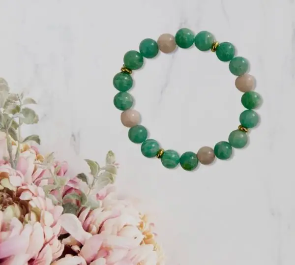 bracelet amazonite et quartz rose-massage et plénitude Esther Massage et plénitude