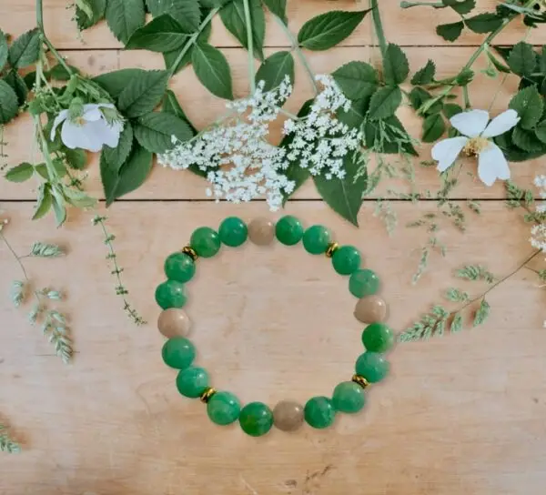 bracelet amazonite et quartz rose Esther Massage et plénitude