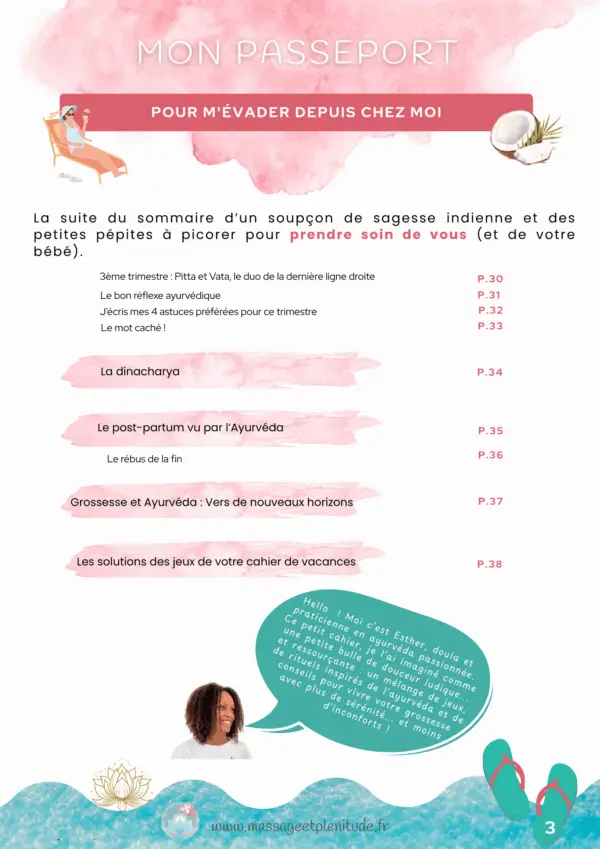 sommaire cahier de vacance grossesse